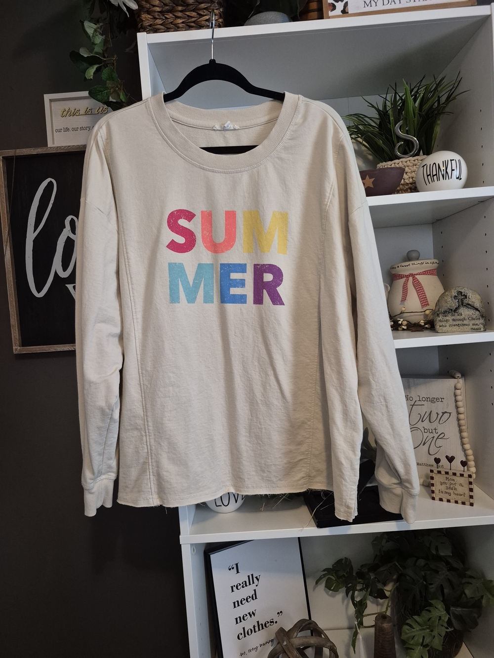 Kids' Cream 'SUMMER' Graphic Long-Sleeve Top